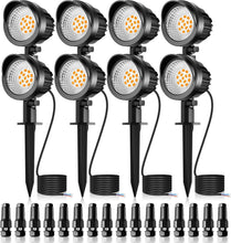 Load image into Gallery viewer, 8-Pack Waterproof LED Landscape Lighting 7W 800lm Warm White Outdoor Spotlights