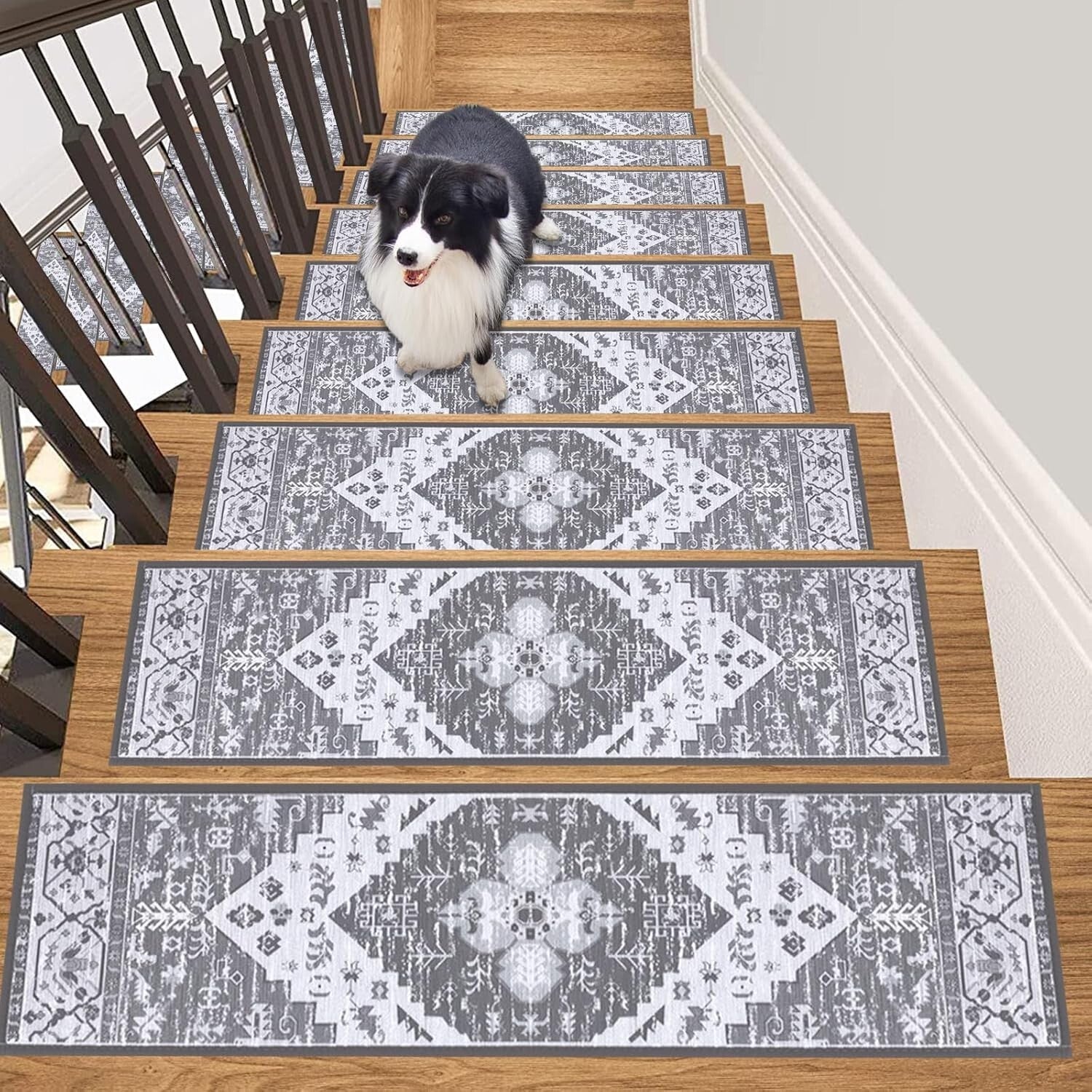 15-Pack Non-Slip Self-Adhesive Stair Treads - Safe Chenille Carpets for Kids