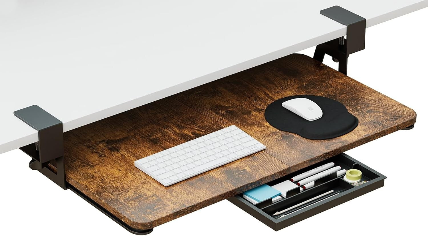 Ergonomic Pull-Out Keyboard Tray - 26.77'' Large Size for Workspace Optimization