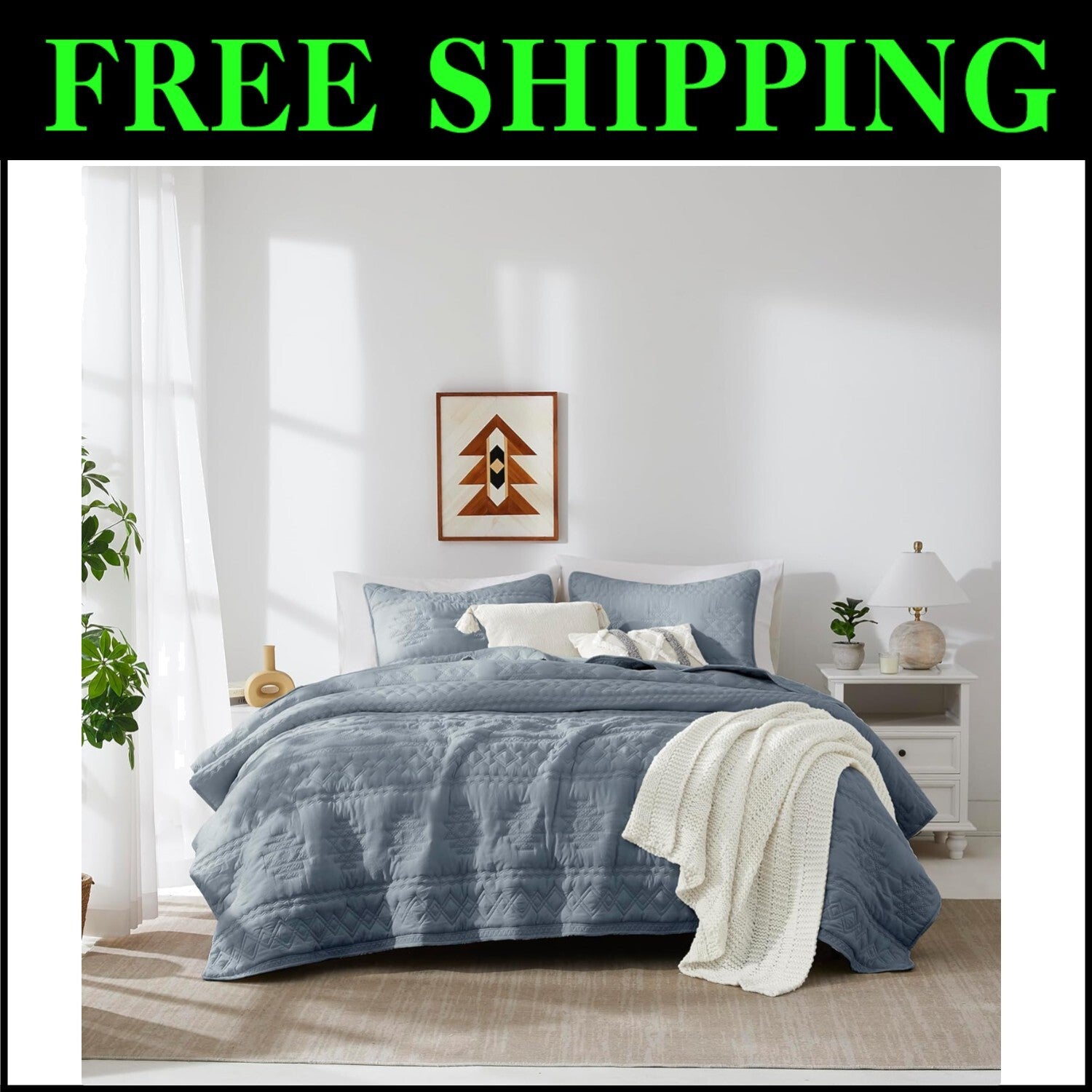 Lightweight Farmhouse Quilt Bedding Set - All Season California King Coverlet