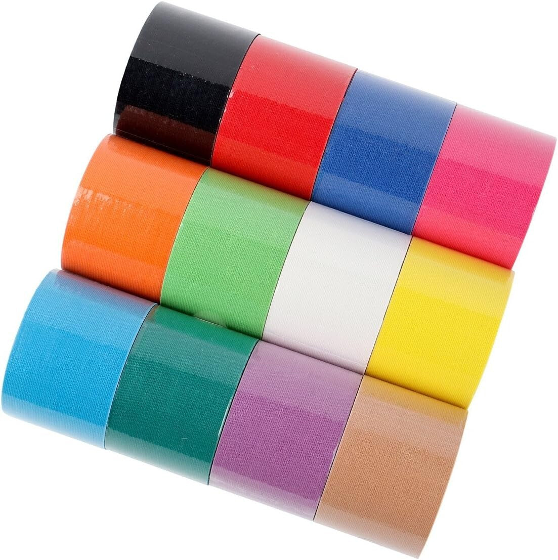 12 Rolls of Kinesiology Tape in Rainbow Colors - Support & Recovery Muscle Tape
