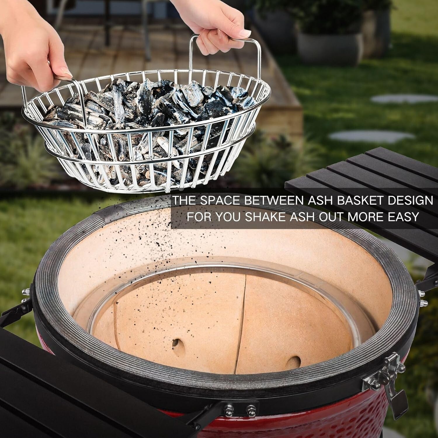 Stainless Steel Charcoal Ash Basket for Large Kamado Joe & Big Green Egg Grills