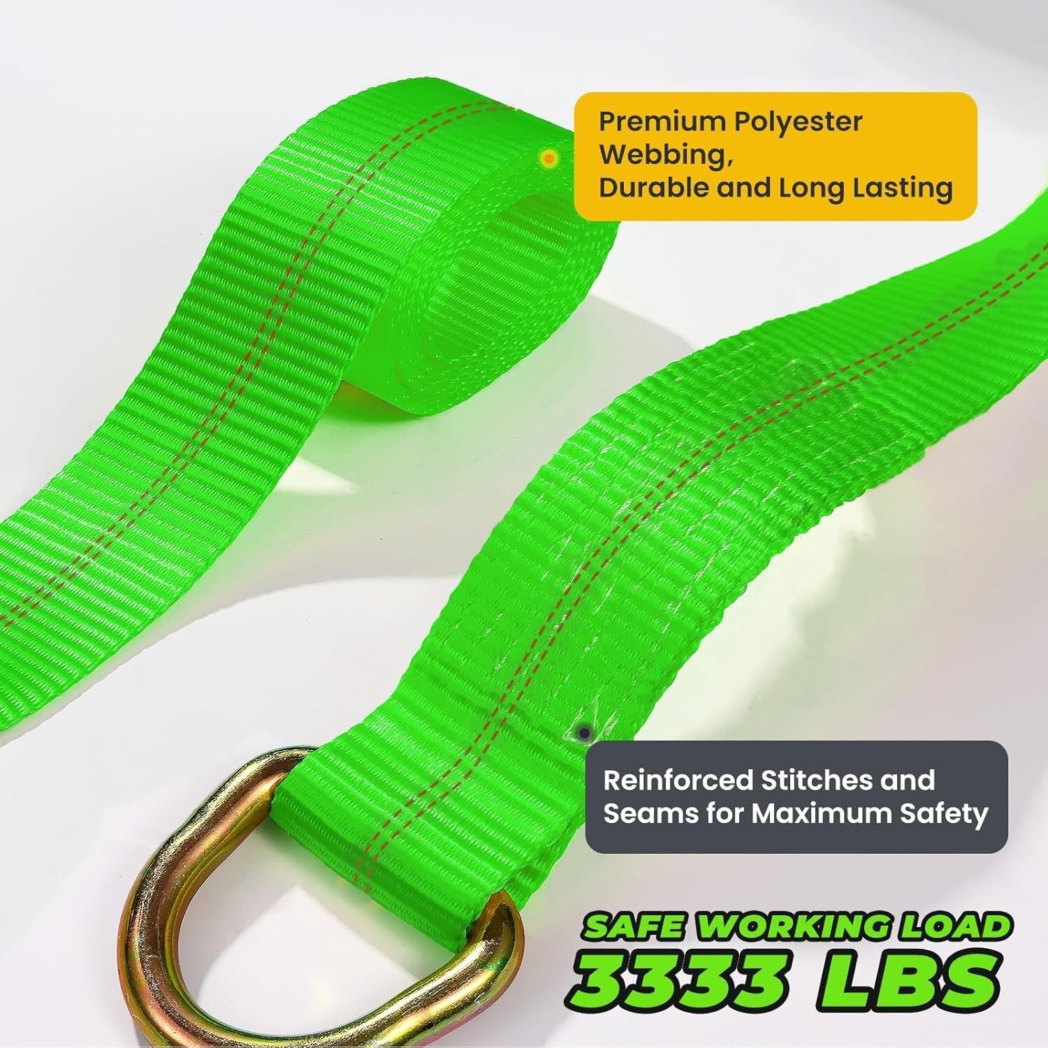 All-in-One Car Tie Down Strap Kit - 10K Break Strength, 4 Ratchet & Axle Straps