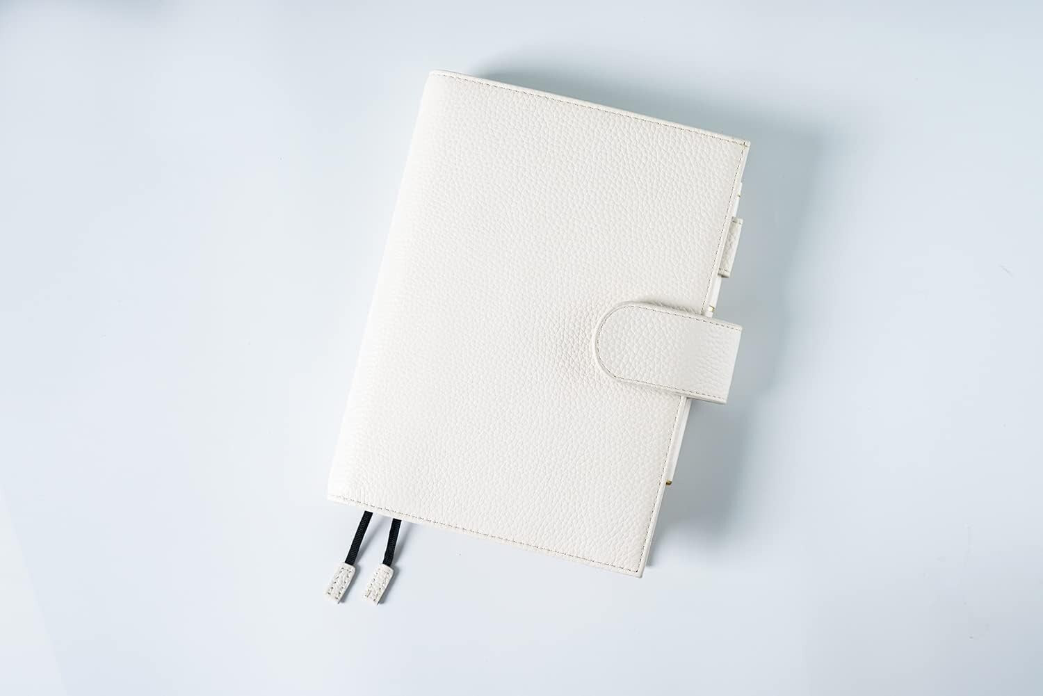 Elegant Pebbled-Cream Leather Cover for A5 Notebooks & Planners - Fits Hobonichi