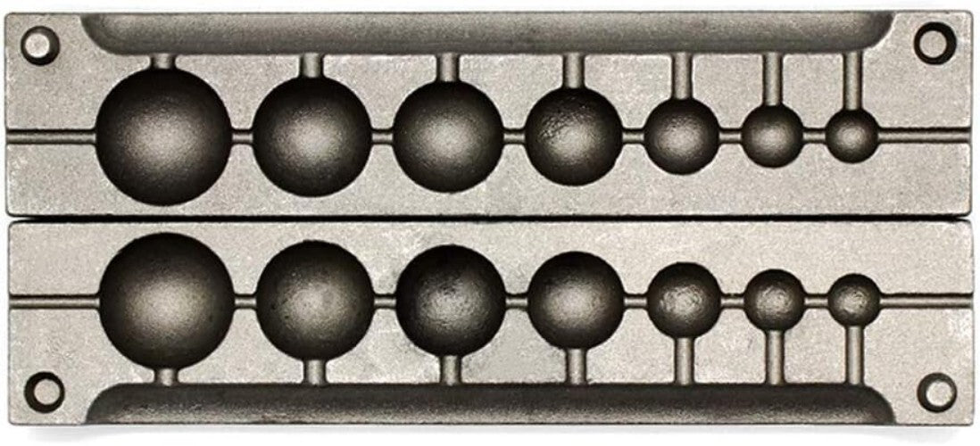 Lead Round Sinker Mold with 7 Cavities for Custom Weights - Fishing Essentials