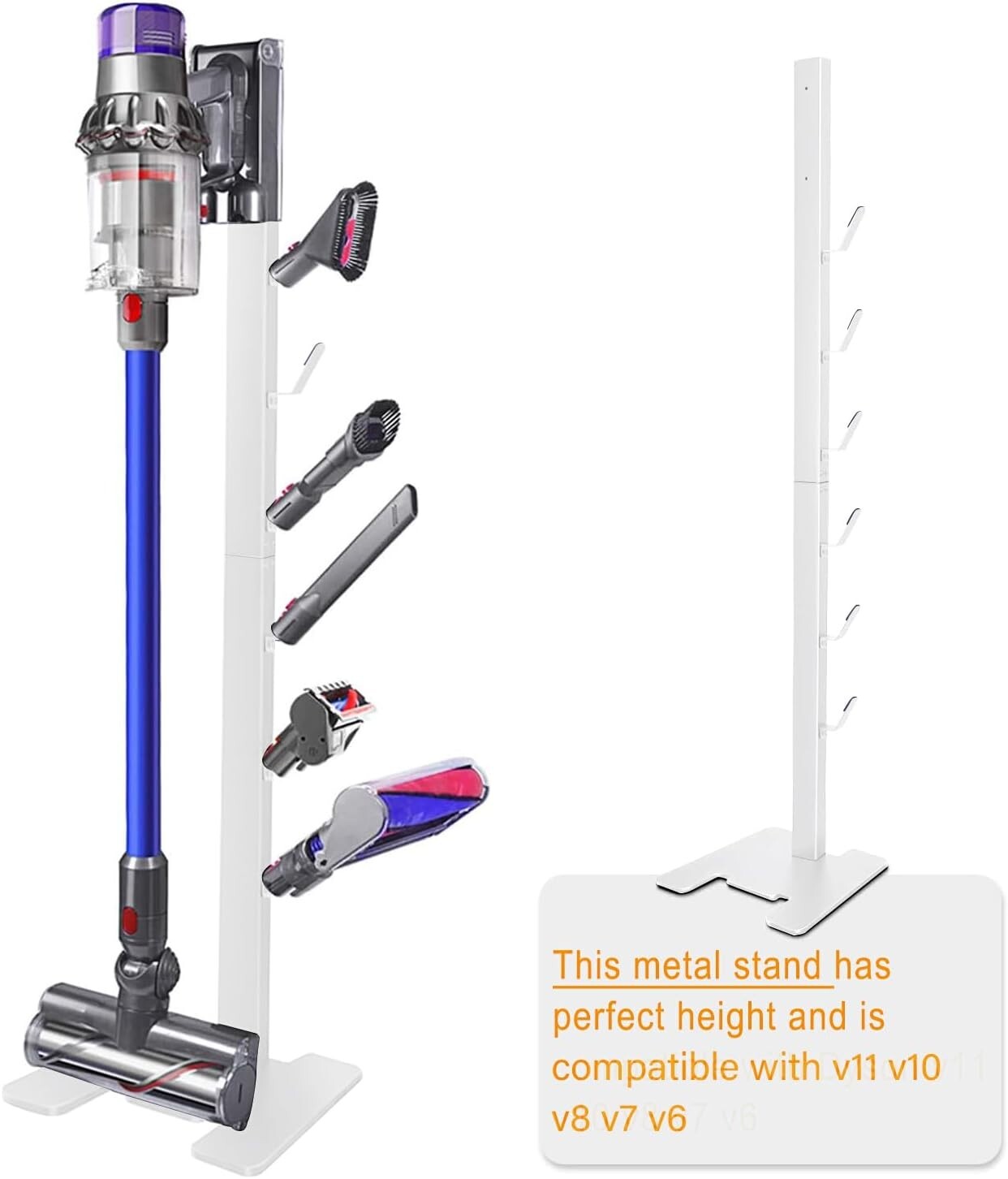 Sturdy Metal Organizer for Cordless Vacuums - 6 Hooks, No Wall Drilling Required