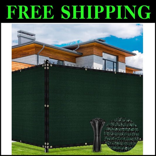 Commercial-Grade 5x50ft Green Fence Cover with Cable Ties - Heavy Duty