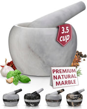 Load image into Gallery viewer, Luxurious 3.5-Cup Marble Mortar and Pestle Set for Effortless Flavor Extraction