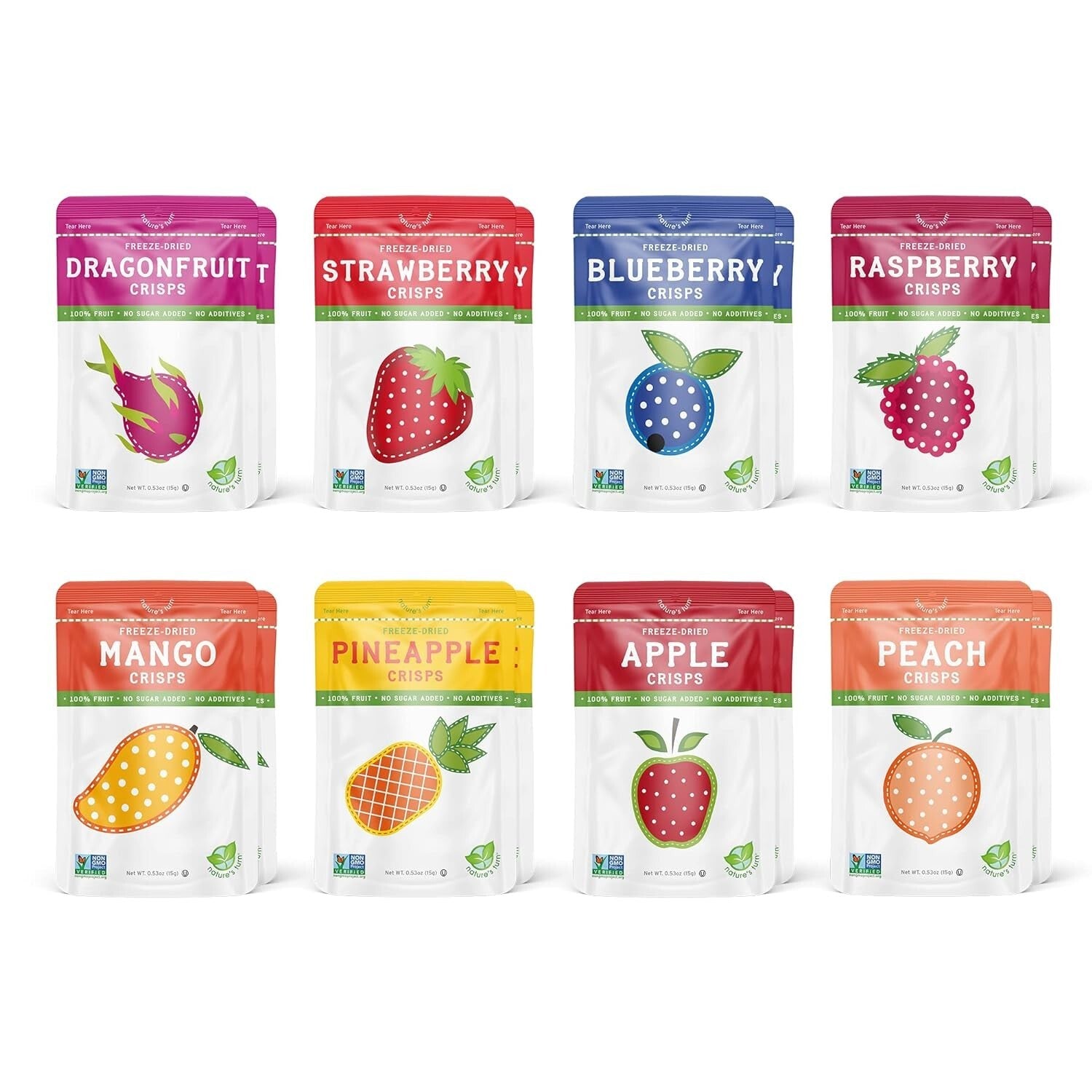 Healthy Freeze-Dried Fruit Snacks: Superfruit Variety (16 x 0.53 oz) - Non-GMO