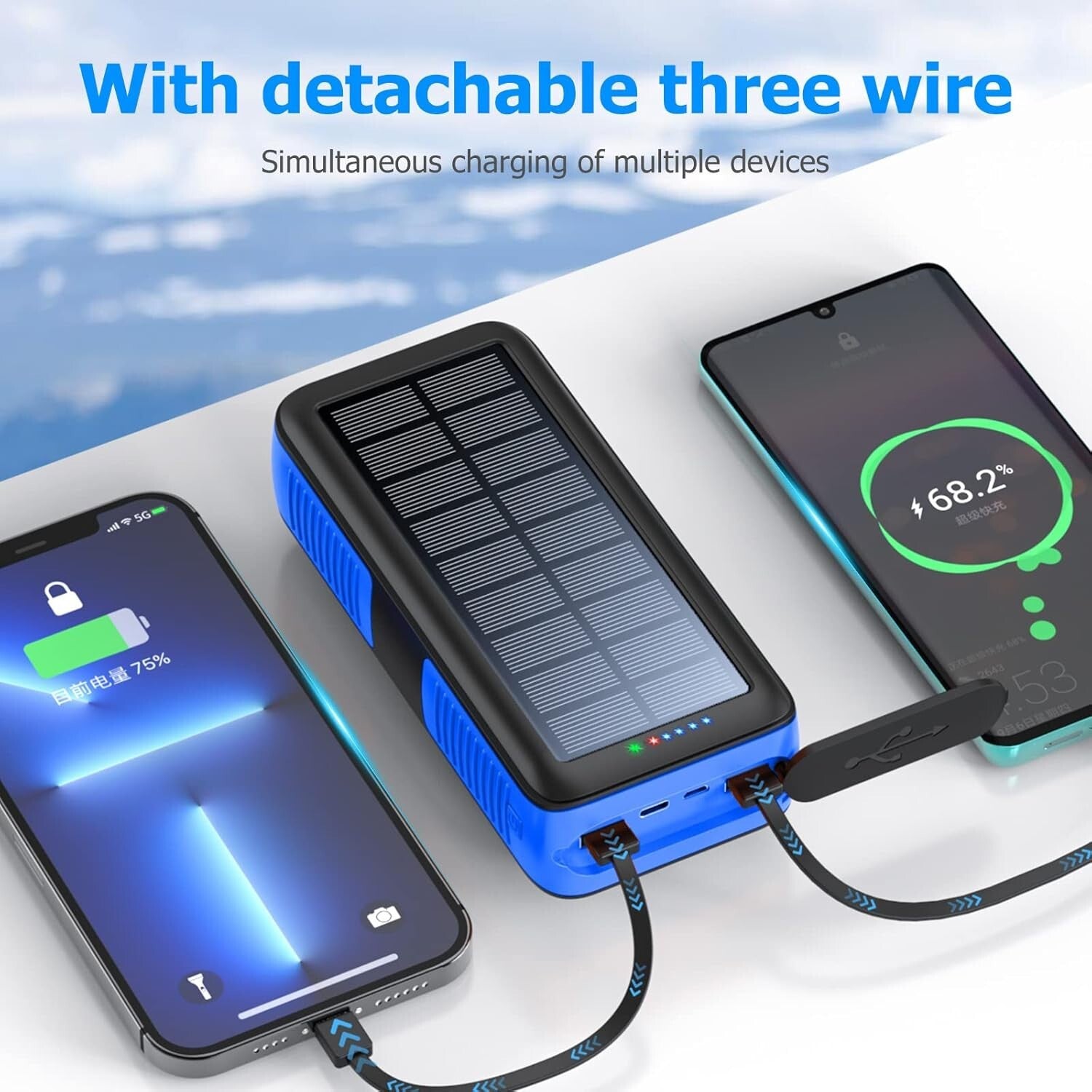 Portable 63200mAh Solar Power Bank with Fast Charging & Emergency Flashlight