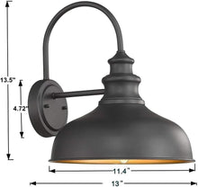 Load image into Gallery viewer, Elegant Outdoor Wall Lantern - Black &amp; Copper Gooseneck Barn Light Fixture