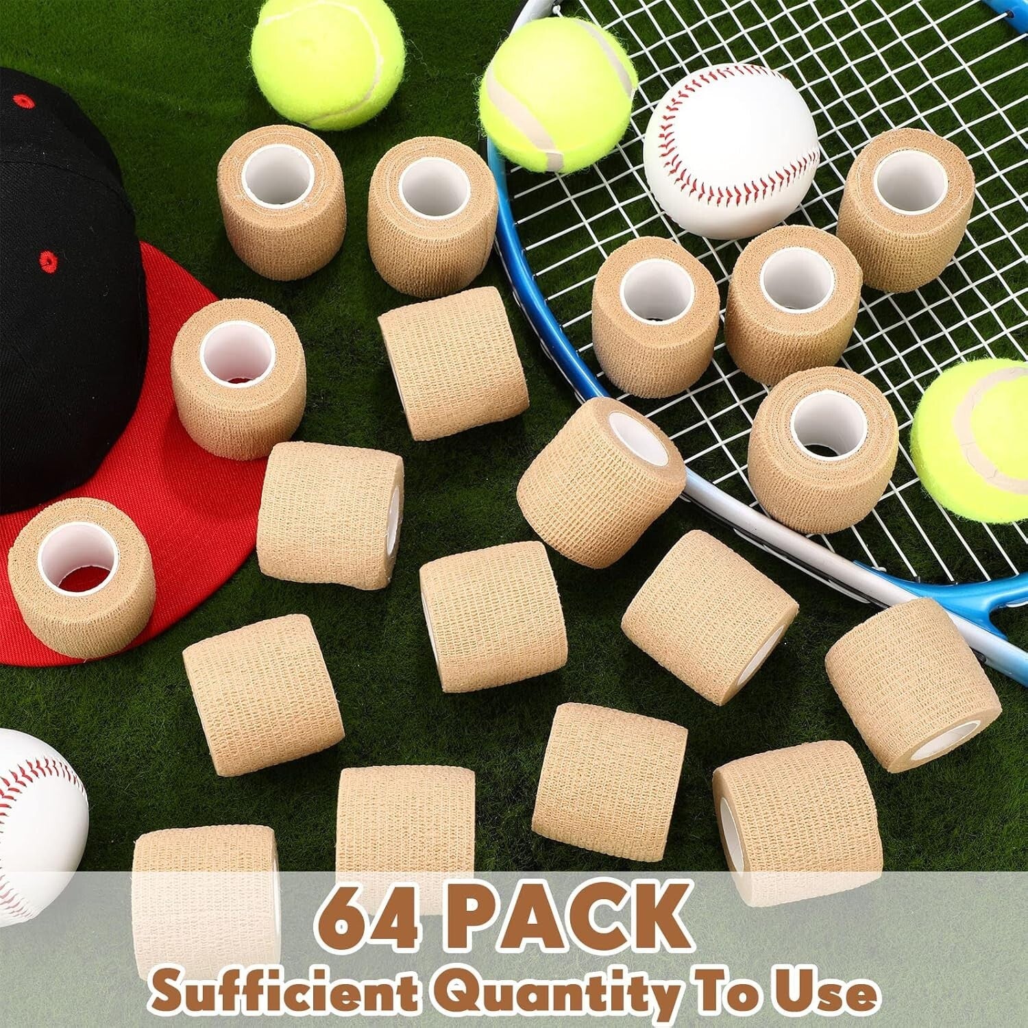 Multi-Functional Athletic Tape - 64 Rolls of 2" Self-Adhesive Wrap for Easy Care