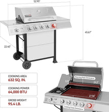 Load image into Gallery viewer, Premium 5-Burner Gas Grill with Built-In Thermometer &amp; Removable Grease Tray