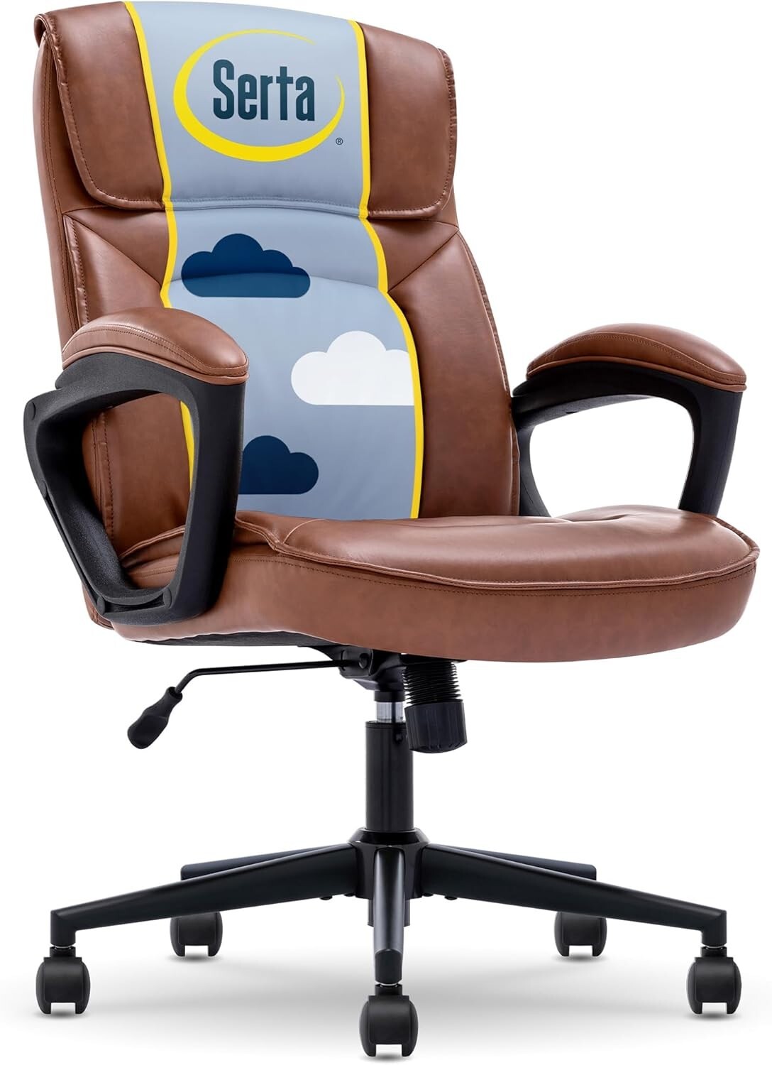 Cognac Bonded Leather Executive Desk Chair with Easy Assembly - 275 lbs Capacity