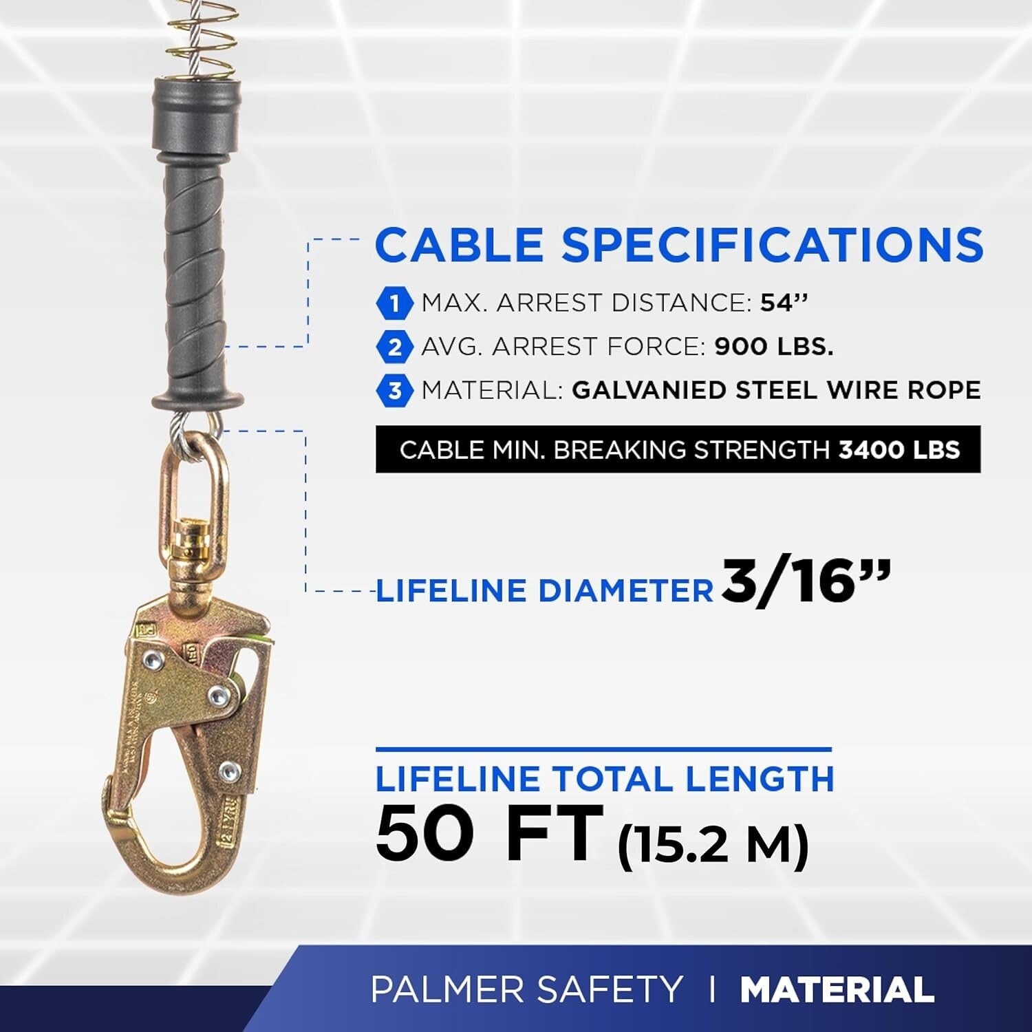 50 FT Self-Retracting Lifeline with Swivel Hook - ANSI Z359.14-2021 Compliant