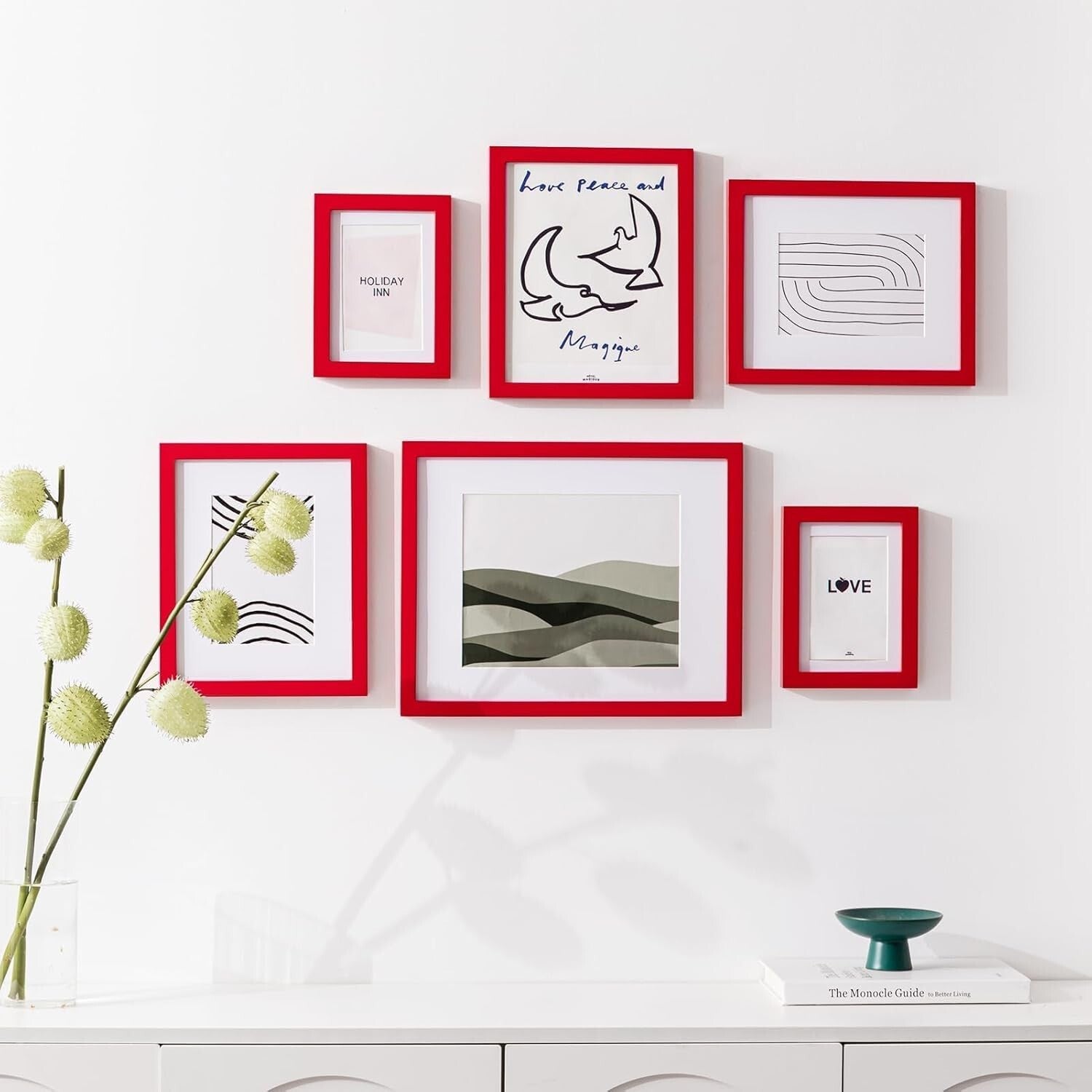 Chic 4-Pack 11x14 Picture Frames with Real Glass & Easy Display - Red Finish