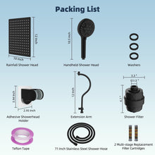 Load image into Gallery viewer, Dual Filtered Shower Head Set: 12'' Rainfall with Adjustable Arm &amp; 10 Settings