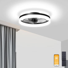 Load image into Gallery viewer, Smart Low Profile Ceiling Fan Light with Remote &amp; Dual Memory - Black Elegance