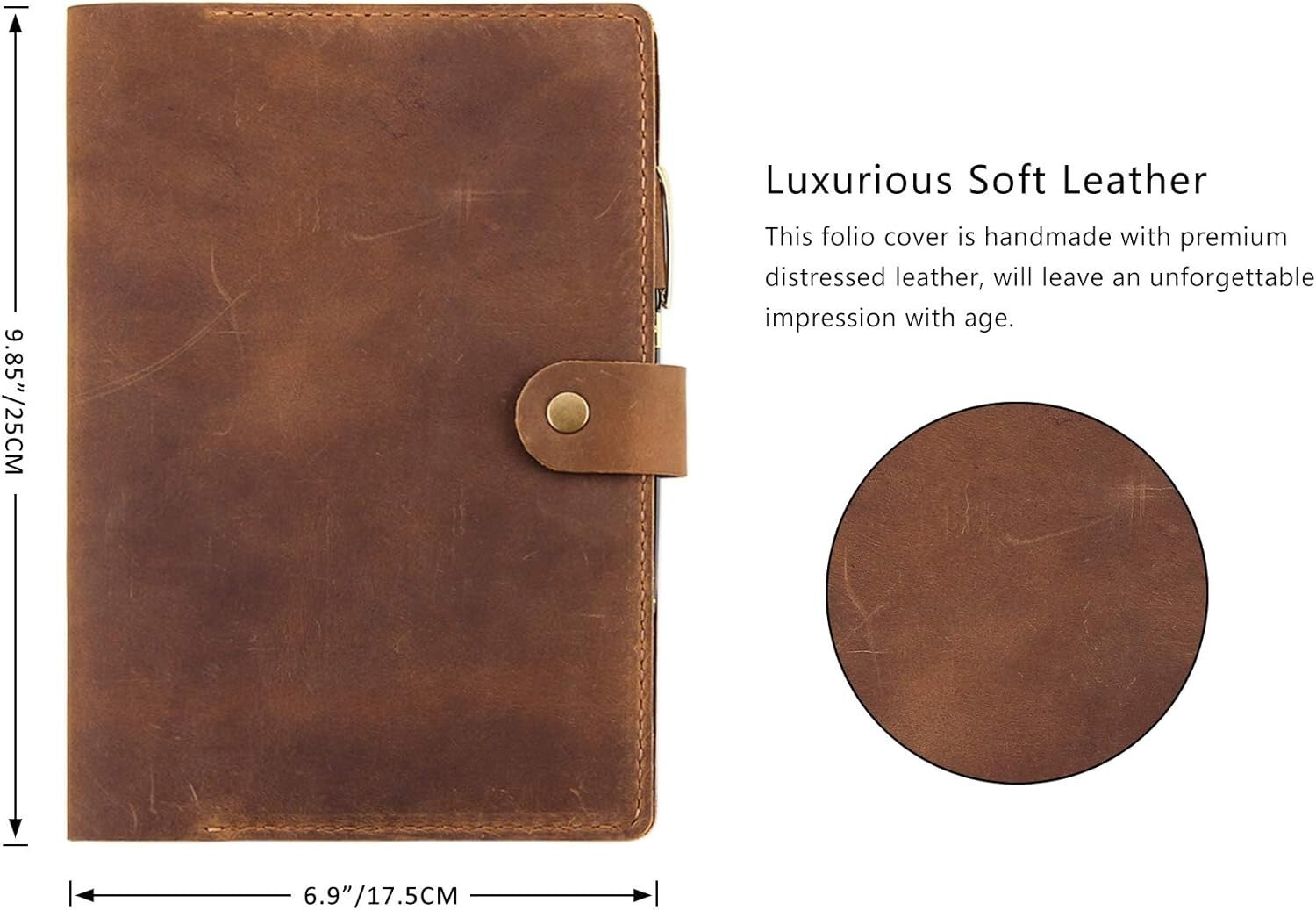 A5 Leather Organizer for Note-taking: 6"x9" Steno Notebook Cover with Slots