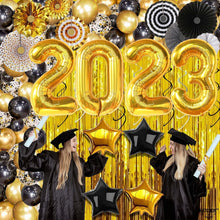 Load image into Gallery viewer, Reusable 2023 Graduation Balloon Arch Kit - Gold &amp; Black Decorations Pack of 115