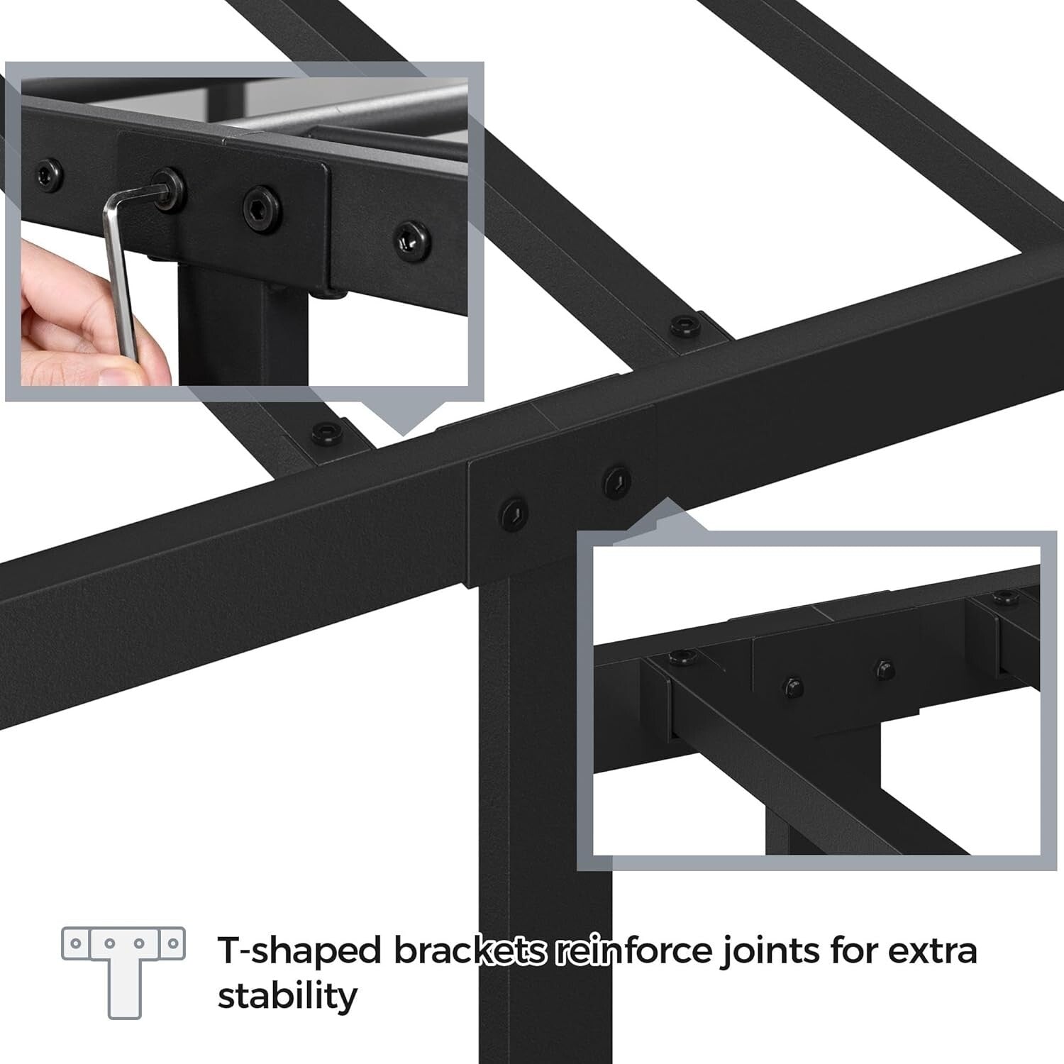 Heavy-Duty Queen Bed Frame with Squeak-Resistant Slat Support - 800 lbs Capacity