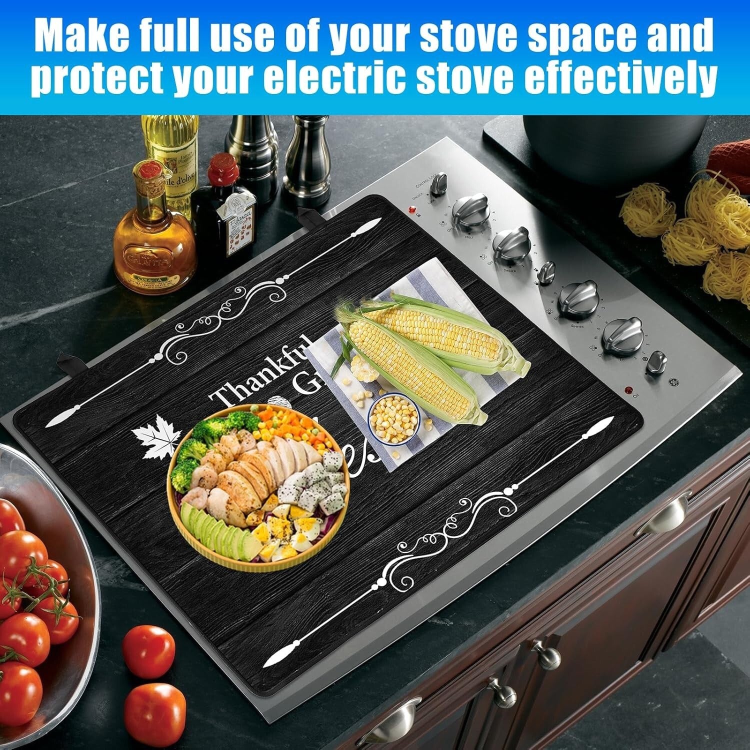 Elegant Heat Resistant Stove Top Cover - 28.5”x20.5” for Protective Kitchen S...