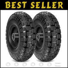Load image into Gallery viewer, Smooth Rolling 13" Black Solid Tires - 2 Pack, Ideal for Wheelbarrows &amp; Carts