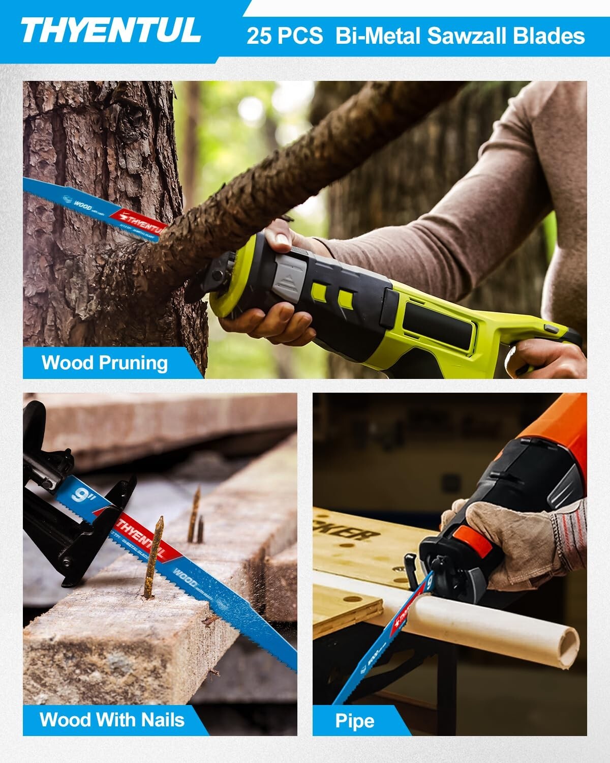 Durable 9-Inch 6/12 TPI Bi-Metal Reciprocating Saw Blades for Heavy-Duty Cutting