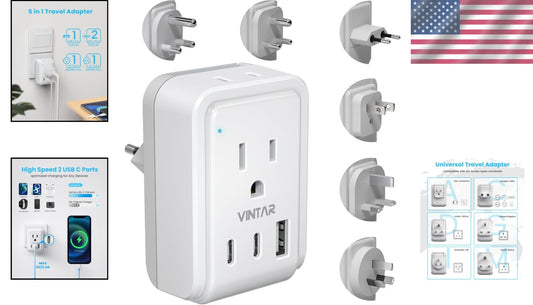 Versatile Travel Adapter Kit with Detachable Plugs & 5-in-1 Charging Capability