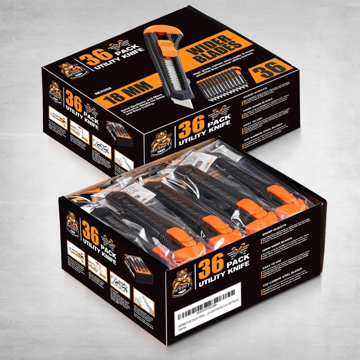 Professional-Grade Retractable Box Cutter with Carbon Steel Blades - 72 Pack