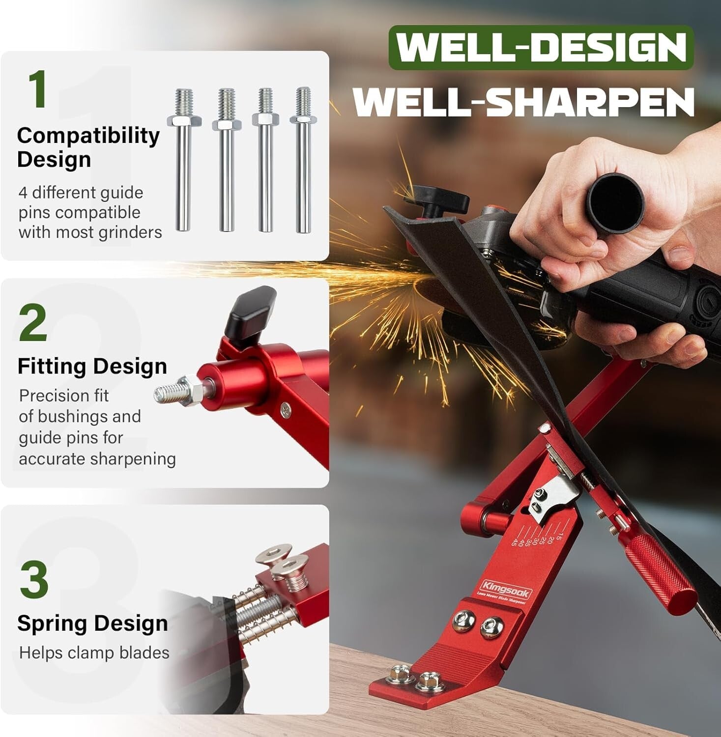 Complete Lawn Mower Blade Sharpening & Balancing Kit - Compact 13.8 x 8.8 Inches