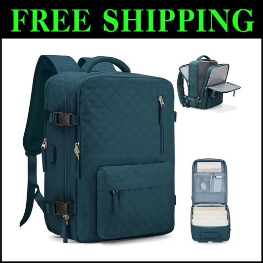 Multi-Compartment Peacock Blue Travel Backpack for Laptop and Gym Essentials