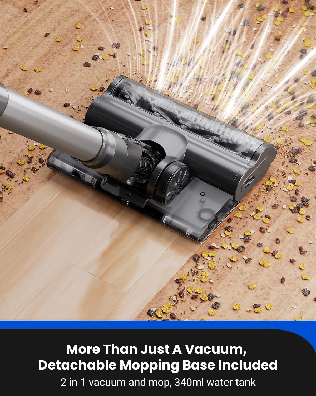 45kPa Cordless Lightweight Stick Vacuum & Mop with LED Display - 50 Min Runtime