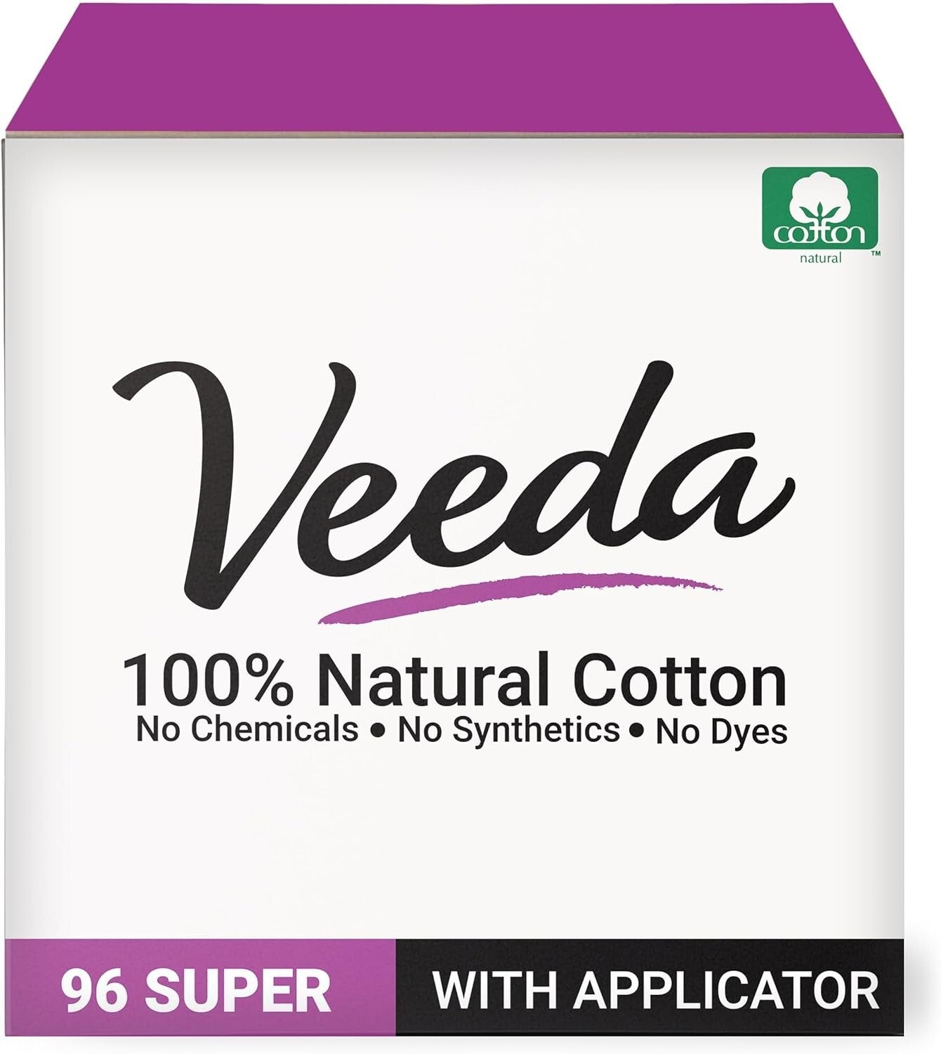 100% Natural Cotton Tampons - Super Absorbency & Leak-Proof Protection - 96 Ct