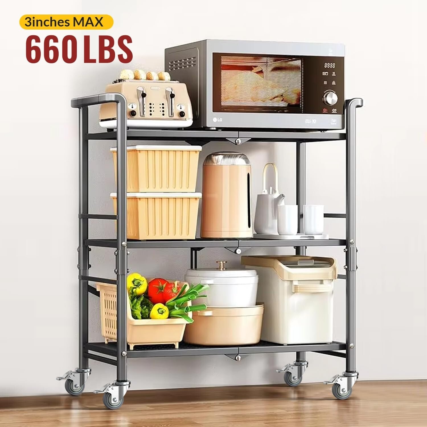 Heavy Duty Adjustable Caster Wheels 4-Pack - Locking Swivel Design for Stability