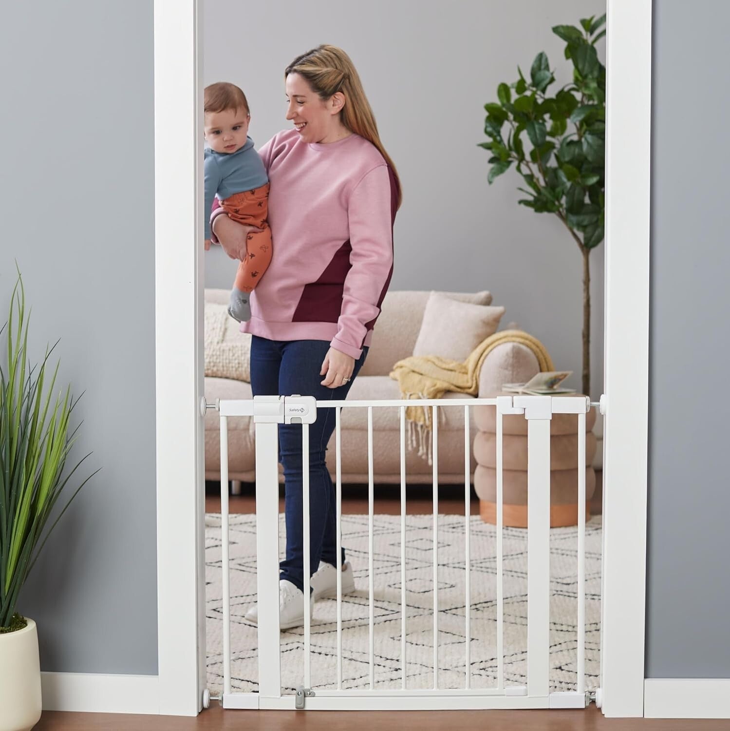 SecureTech Walk-Through Baby Gate – Adjustable 29"-38" for Pets and Children
