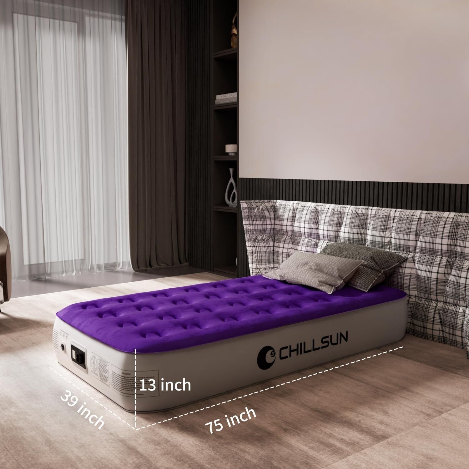 Double Height Twin Air Mattress with Silent Pump - Perfect for Camping & Home