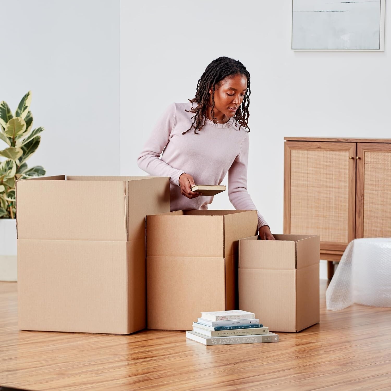 Easy Setup Medium Moving Boxes, 20-Pack - 18" x 14" x 12" Usable for All Packing