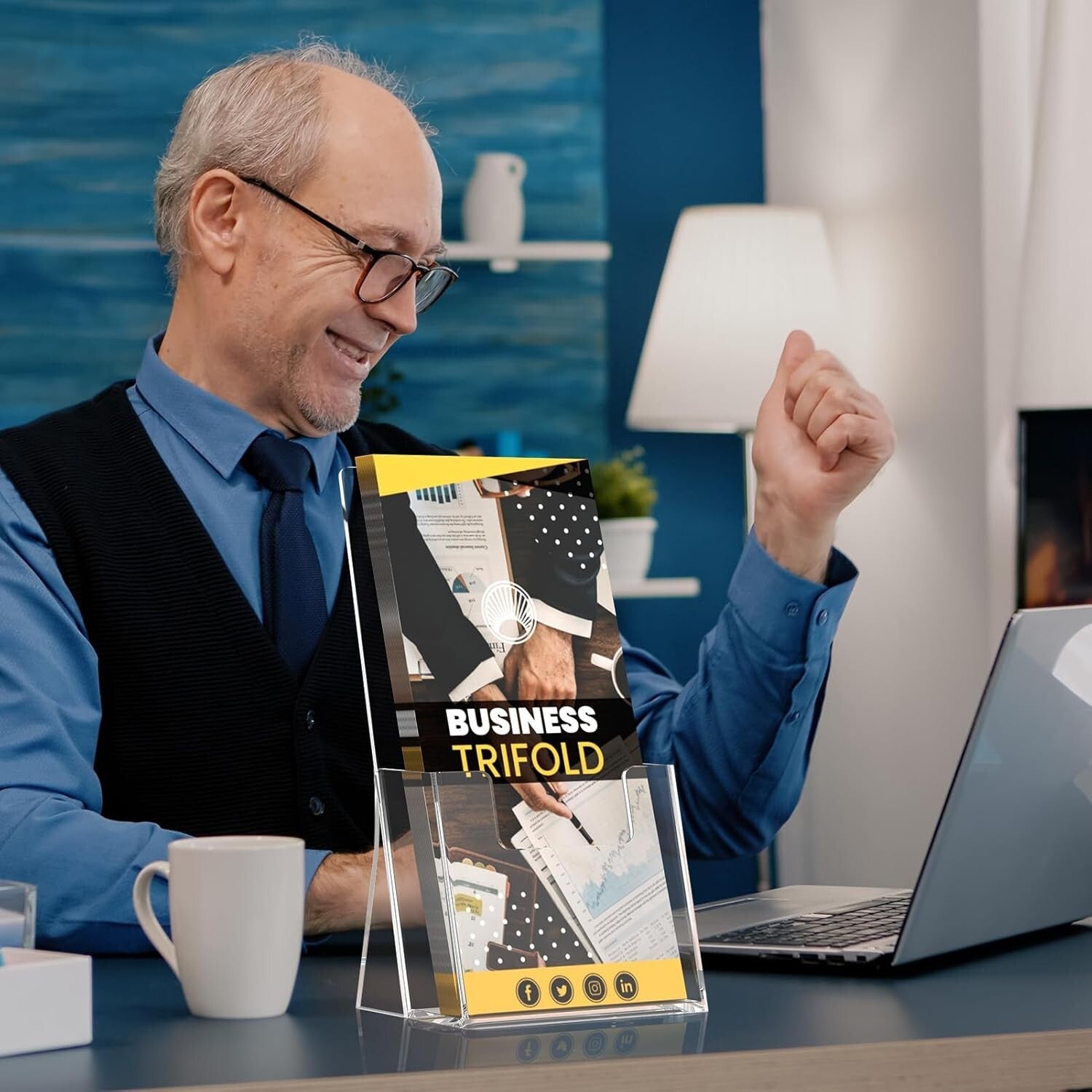 Durable Clear Acrylic Flyer Holders - 12 Pack, Slant Back for Standout Displays