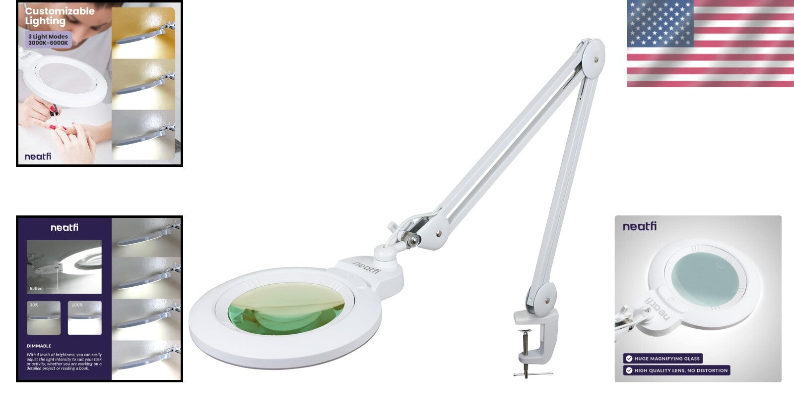 XL Dimmable LED Magnifying Lamp with 7-Inch Lens and Dual 5D/20D Magnification
