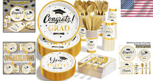 Load image into Gallery viewer, Complete 350 PCS Graduation Disposable Dinnerware for Class of 2025 Celebrations