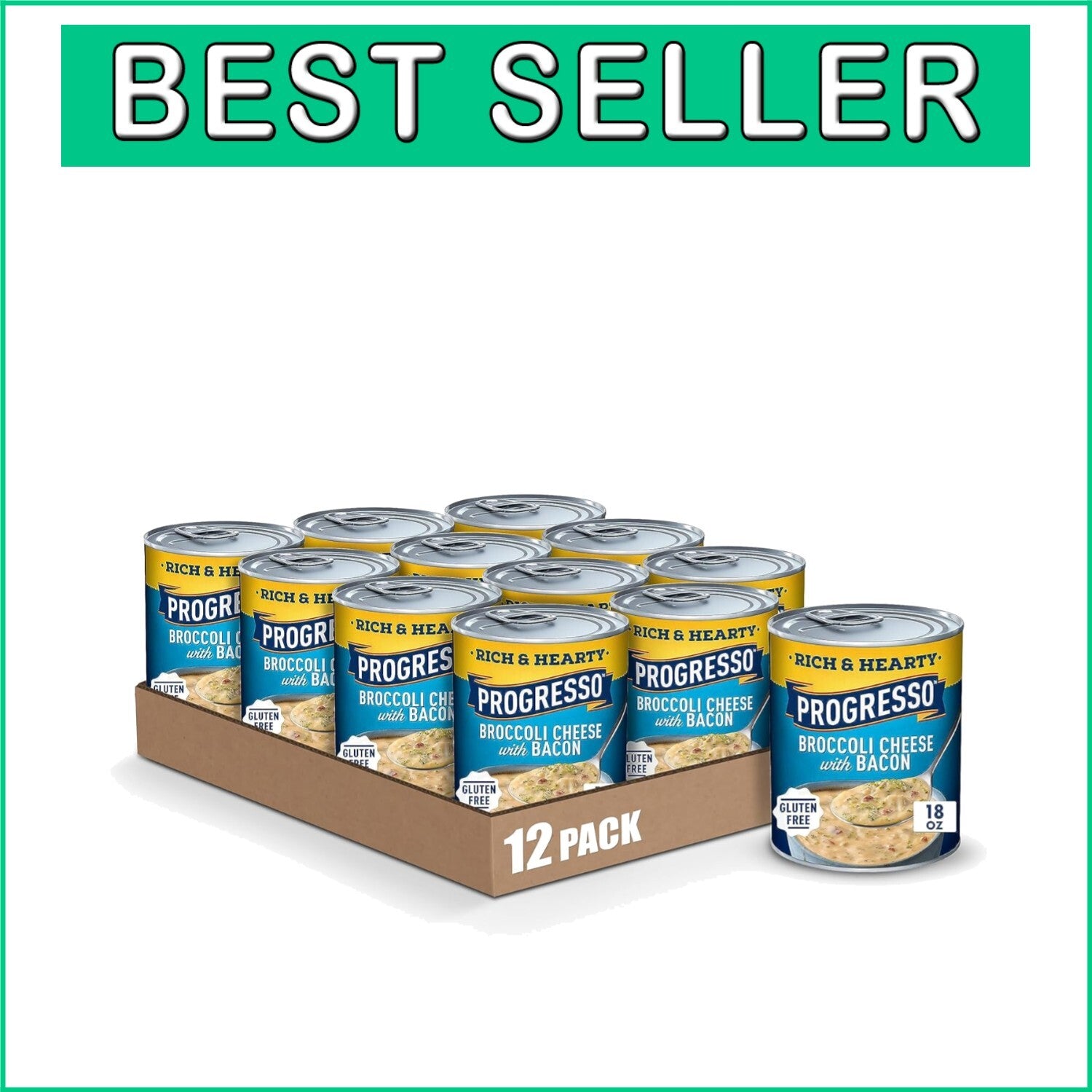 Quick & Creamy Gluten-Free Broccoli Cheese Soup with Bacon - 18oz Can, 12-Pack