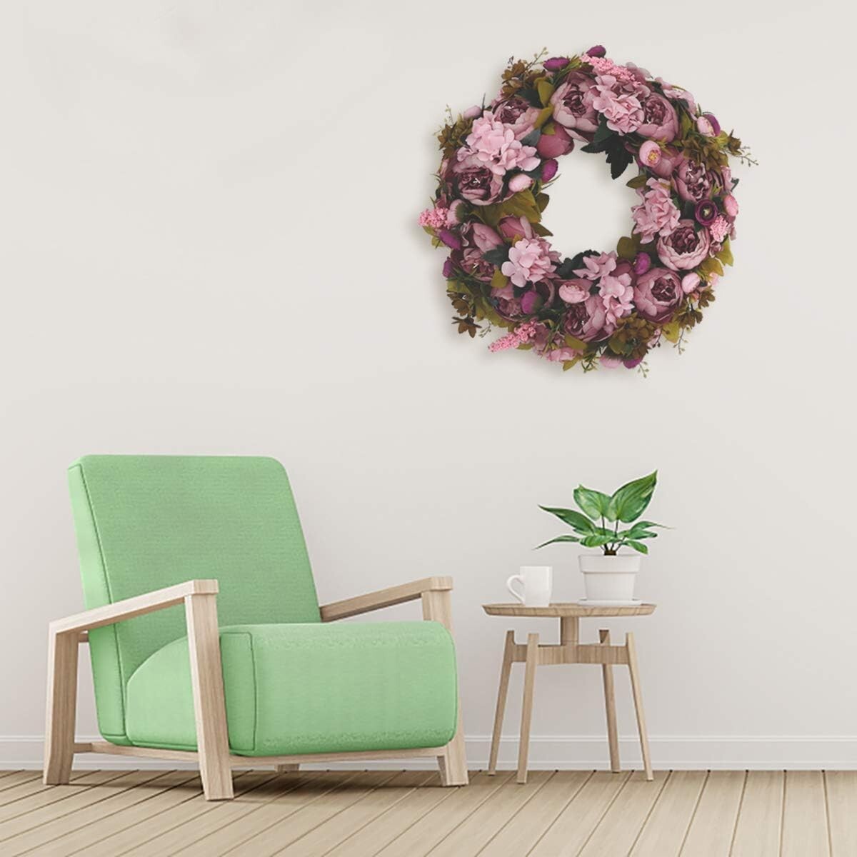 Charming 19-Inch Peony Flower Wreath - Versatile Decor for Home & Events