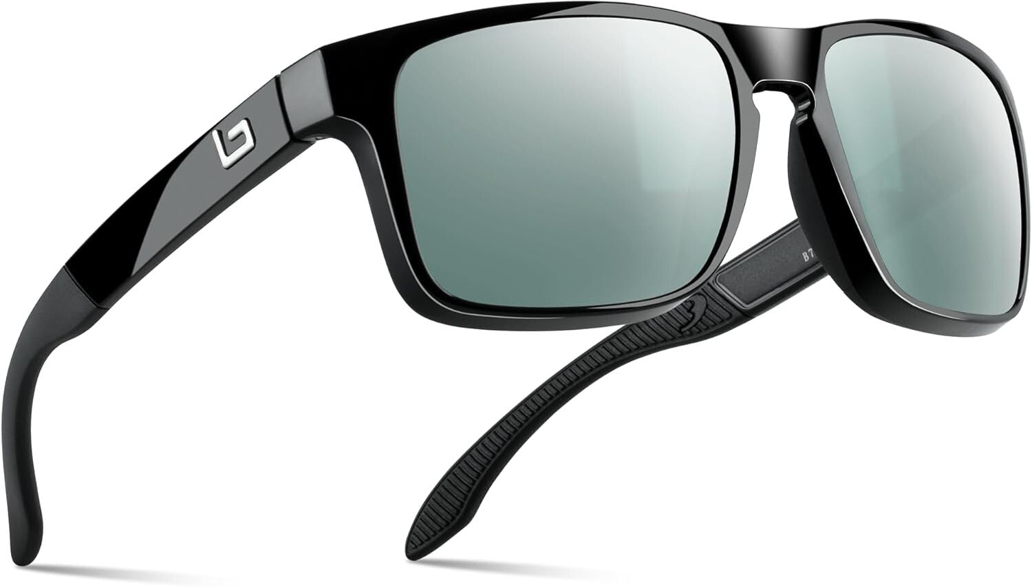 BNUS Italian Polarized Sunglasses with Corning Glass Lenses - B7066 Black/Silver