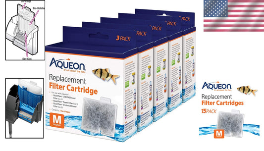 Trusted 15-Pack Aqueon Medium Filter Cartridges for Superior Fish Tank Care