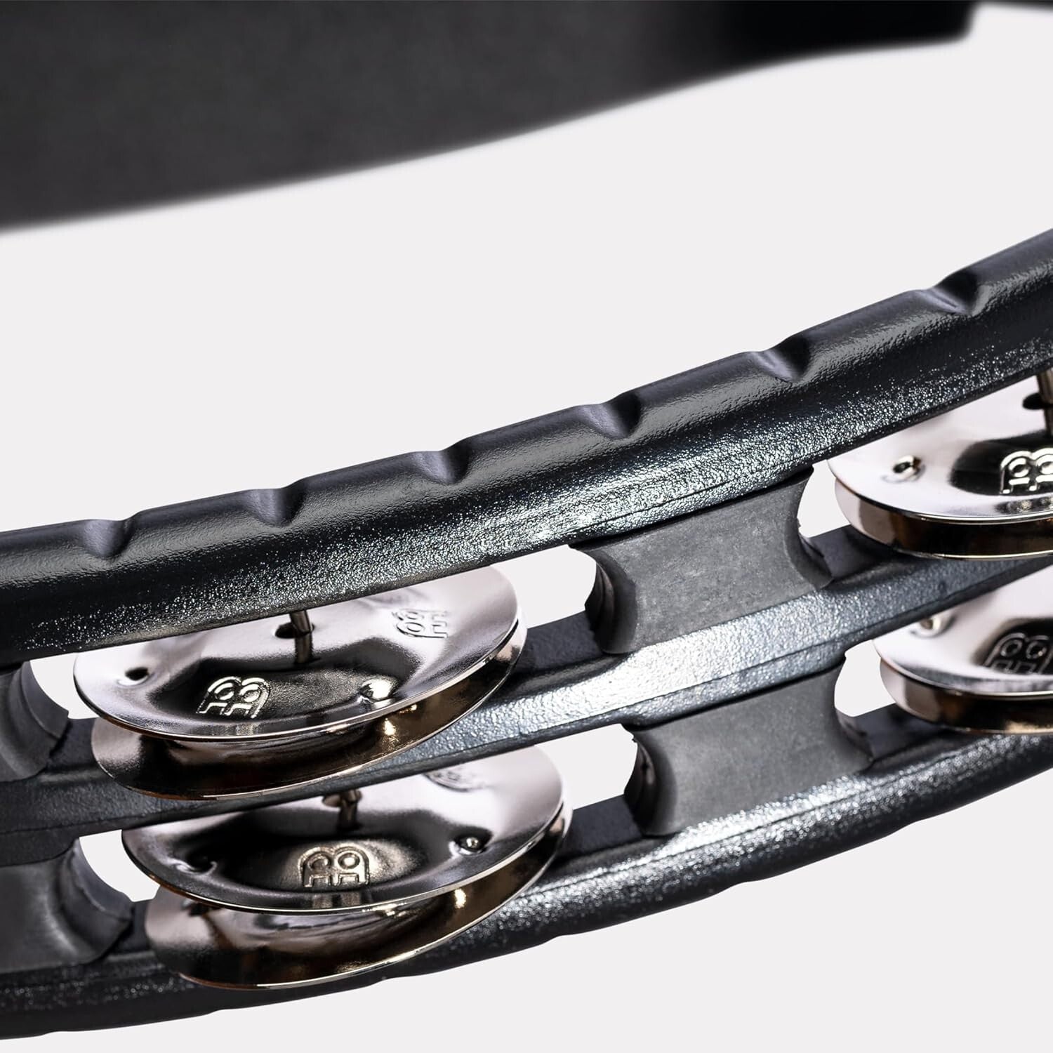 Traditional Handheld Tambourine - Ergonomic Black Frame, Built for All Musicians