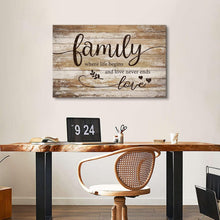 Load image into Gallery viewer, Large 32x48 Family Canvas Art - Motivational Wall Decor with Wood Grain