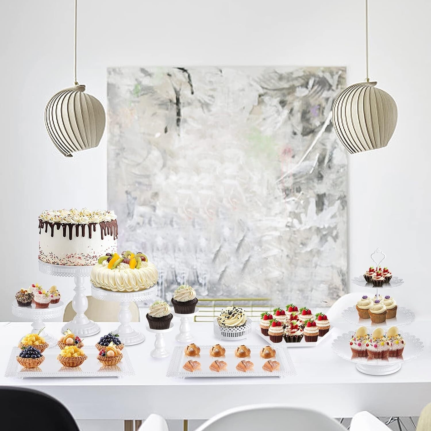 Multi-Style Cake Stand Set: 3-Tier, Round, and Rectangular for Every Event