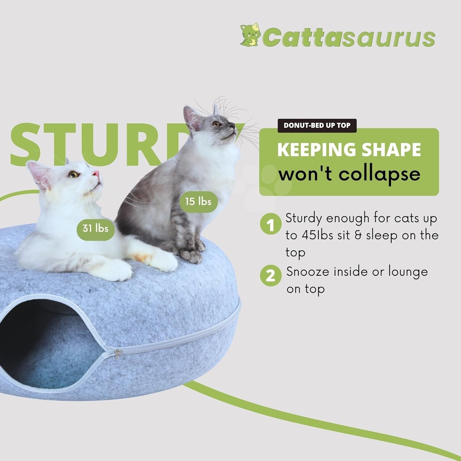 Large Cat Cave with Tunnel & Scratch-Resistant Felt for Year-Round Comfort