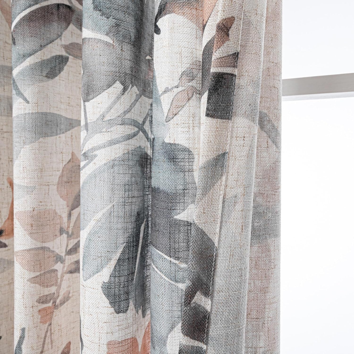 Soft Linen Blend Floral Curtains - 84 Inch Pinch Pleat for Dining & Living Rooms